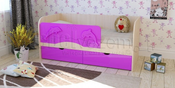 Друзья Кровать детская 2 ящика 1.6 Фиолетовый глянец в Багане - bagan.mebel54.com | фото