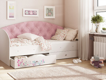 Кровать детская Эльза Белый/Розовый в Багане - bagan.mebel54.com | фото