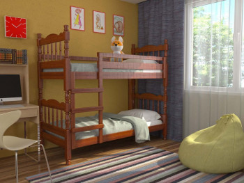 Кровать двухъярусная Соня из массива сосны 800*1890 Орех в Багане - bagan.mebel54.com | фото