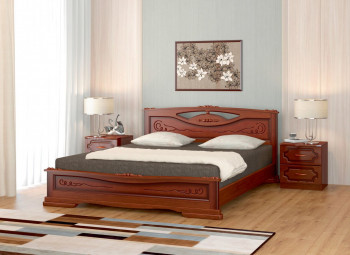 Кровать Карина-7 из массива сосны 1400*2000 Орех в Багане - bagan.mebel54.com | фото