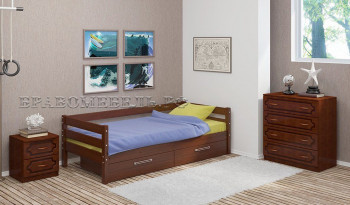 Кровать одинарная ГЛОРИЯ из массива сосны  900*2000 (Орех) в Багане - bagan.mebel54.com | фото