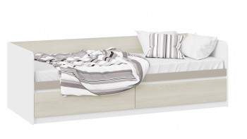 Кровать «Сканди» с 2 ящиками Дуб Гарден/Белый/Глиняный серый в Багане - bagan.mebel54.com | фото