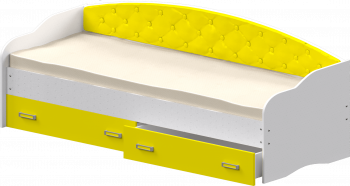 Кровать Софа-7 с мягкой спинкой (800х1900) Белый/Желтый в Багане - bagan.mebel54.com | фото