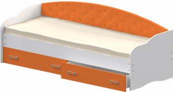 Кровать Софа-7 с мягкой спинкой (800х1900) Белый/Оранжевый в Багане - bagan.mebel54.com | фото