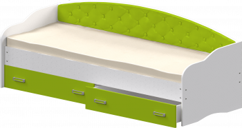 Кровать Софа-7 с мягкой спинкой (800х2000) Белый/Лайм в Багане - bagan.mebel54.com | фото