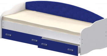 Кровать Софа-8 с мягкой спинкой (900х1900) Белый/Синий в Багане - bagan.mebel54.com | фото