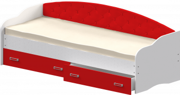 Кровать Софа-8 с мягкой спинкой (900х2000) Белый/Красный в Багане - bagan.mebel54.com | фото