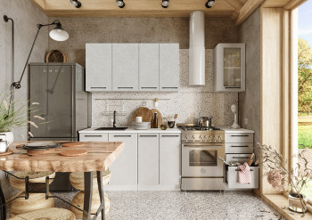 Кухонный гарнитур Нувель 1800мм белый/бетон белый в Багане - bagan.mebel54.com | фото