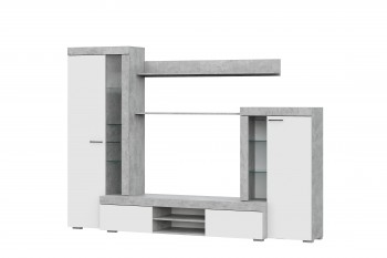 Мебель для гостиной МГС 5 Цемент светлый / Белый в Багане - bagan.mebel54.com | фото