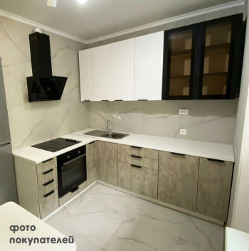 Модульная кухня Норд 1,6 м (Софт даймонд/Камень беж/Белый) в Багане - bagan.mebel54.com | фото