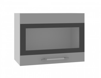 Норд ШВГС 600 Шкаф верхний горизонтальный со стеклом (Софт черный/корпус Белый) в Багане - bagan.mebel54.com | фото