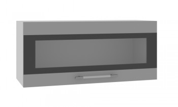 Норд ШВГС 800 Шкаф верхний горизонтальный со стеклом (Софт черный/корпус Белый) в Багане - bagan.mebel54.com | фото