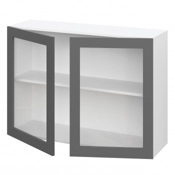 Норд ШВС 1000 Шкаф верхний со стеклом (Софт черный/корпус Белый) в Багане - bagan.mebel54.com | фото