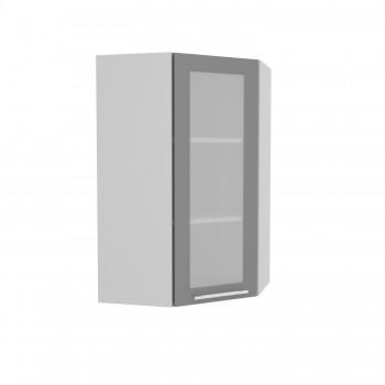 Норд ШВУС 600Н Шкаф верхний угловой (премьер) высокий (Софт черный/корпус Белый) в Багане - bagan.mebel54.com | фото