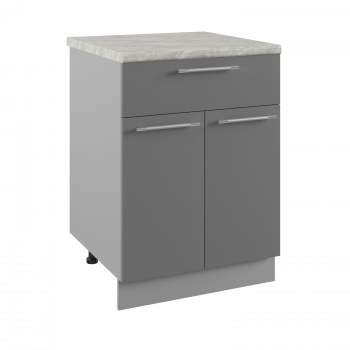 Ройс С1ЯШ 600 Шкаф нижний с ящиком (Графит софт/корпус Серый) в Багане - bagan.mebel54.com | фото