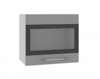 Ройс ВПГСФ 500 Шкаф верхний горизонтальный со стеклом с фотопечатью высокий (Графит софт/корпус Серый) в Багане - bagan.mebel54.com | фото
