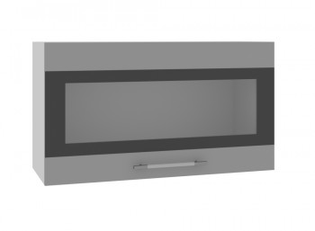 Ройс ВПГСФ 800 Шкаф верхний горизонтальный со стеклом с фотопечатью высокий (Графит софт/корпус Серый) в Багане - bagan.mebel54.com | фото