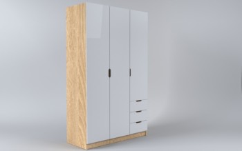 Шкаф 3-х створчатый с ящиками Лофт (Белый/корпус Дуб Сонома) в Багане - bagan.mebel54.com | фото