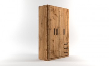 Шкаф 3-х створчатый с ящиками Шервуд (Дуб Вотан) в Багане - bagan.mebel54.com | фото