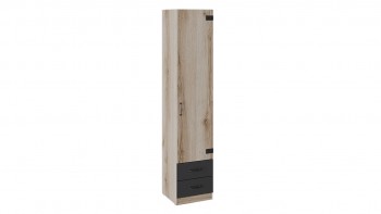 Шкаф для белья комбинированный «Окланд» (Фон Черный/Дуб Делано) в Багане - bagan.mebel54.com | фото