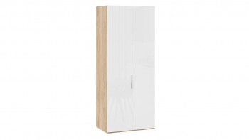 Шкаф для одежды с 2 глухими дверями «Эмбер» Яблоня Беллуно/Белый глянец в Багане - bagan.mebel54.com | фото