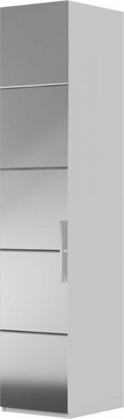 Шкаф ШР-1 зеркало, левый, Вива (Белый/Белый глянец/Платина) в Багане - bagan.mebel54.com | фото