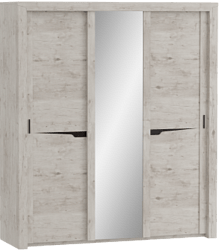 Шкаф трехдверный Соренто с раздвижными дверями Дуб бонифаций/Кофе структурный матовый в Багане - bagan.mebel54.com | фото