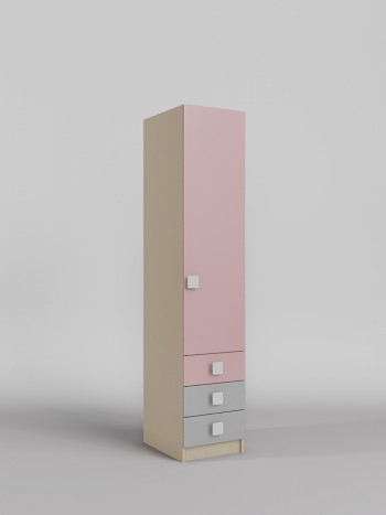 Шкаф угловой (секция с ящиками) Грэйси (Розовый/Серый/корпус Клен) в Багане - bagan.mebel54.com | фото