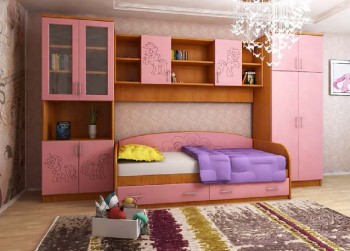 Детская Веселый пони Комплект мебели (Вишня оксфорд/Розовый) в Багане - bagan.mebel54.com | фото